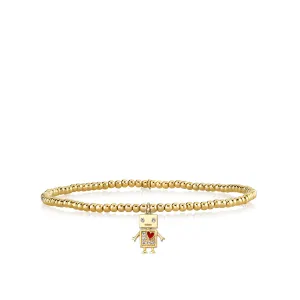 Gold & Diamond Baby Robot on Gold Beads
