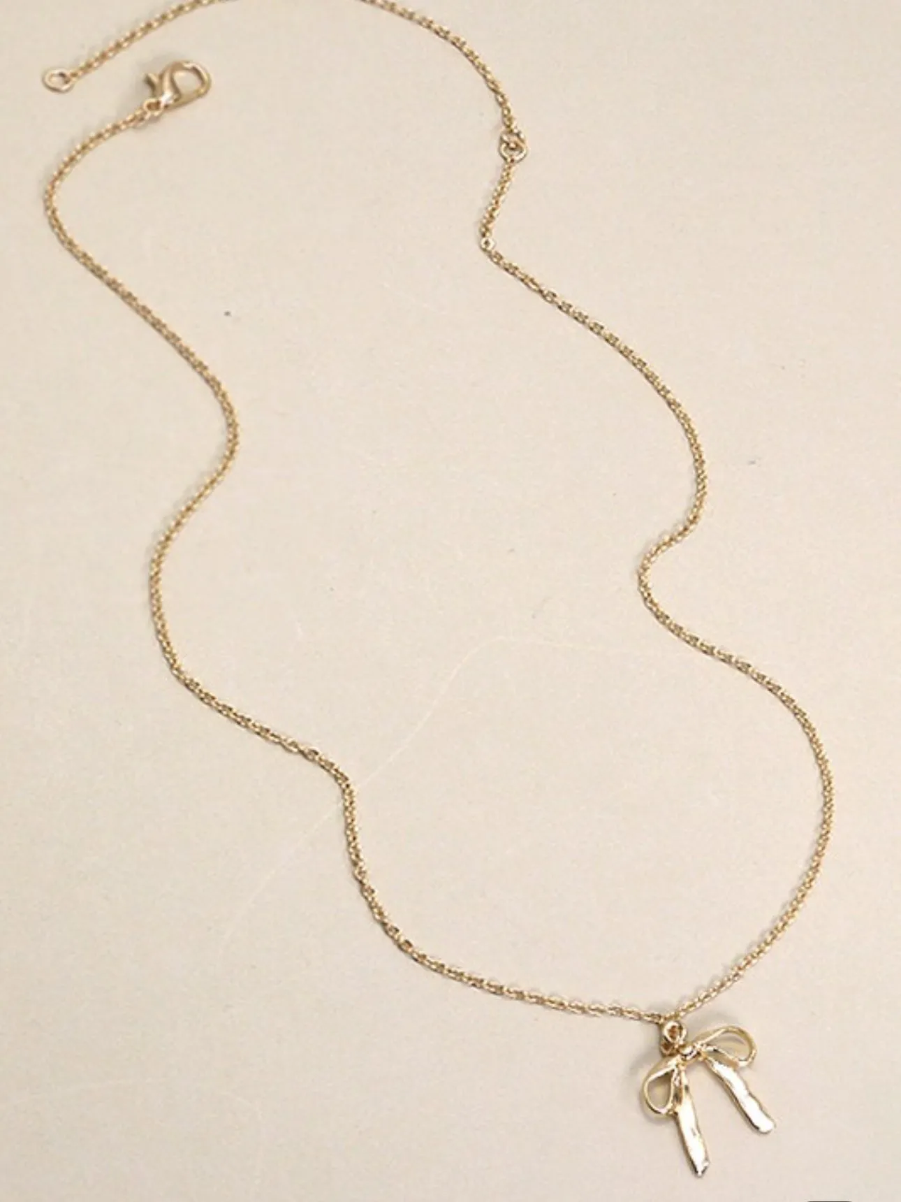 Gold Bow Pendant Necklace
