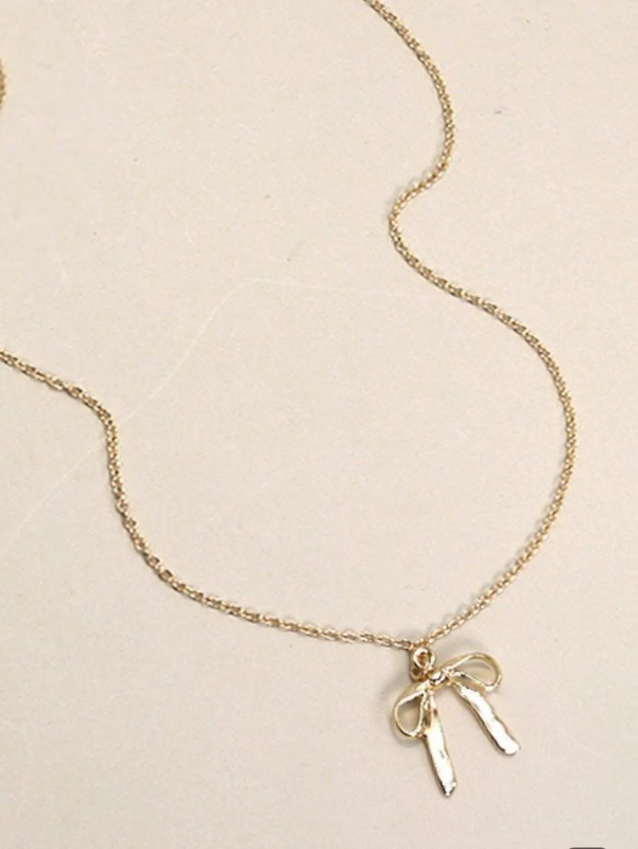 Gold Bow Pendant Necklace