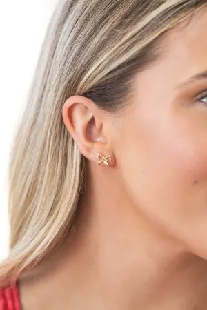 Gold Bow Stud Earrings