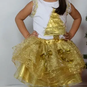 Gold Christmas 2pc Tutu Skirt Set