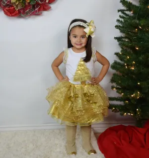 Gold Christmas 2pc Tutu Skirt Set