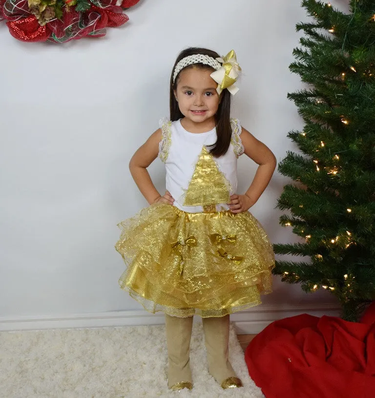 Gold Christmas 2pc Tutu Skirt Set