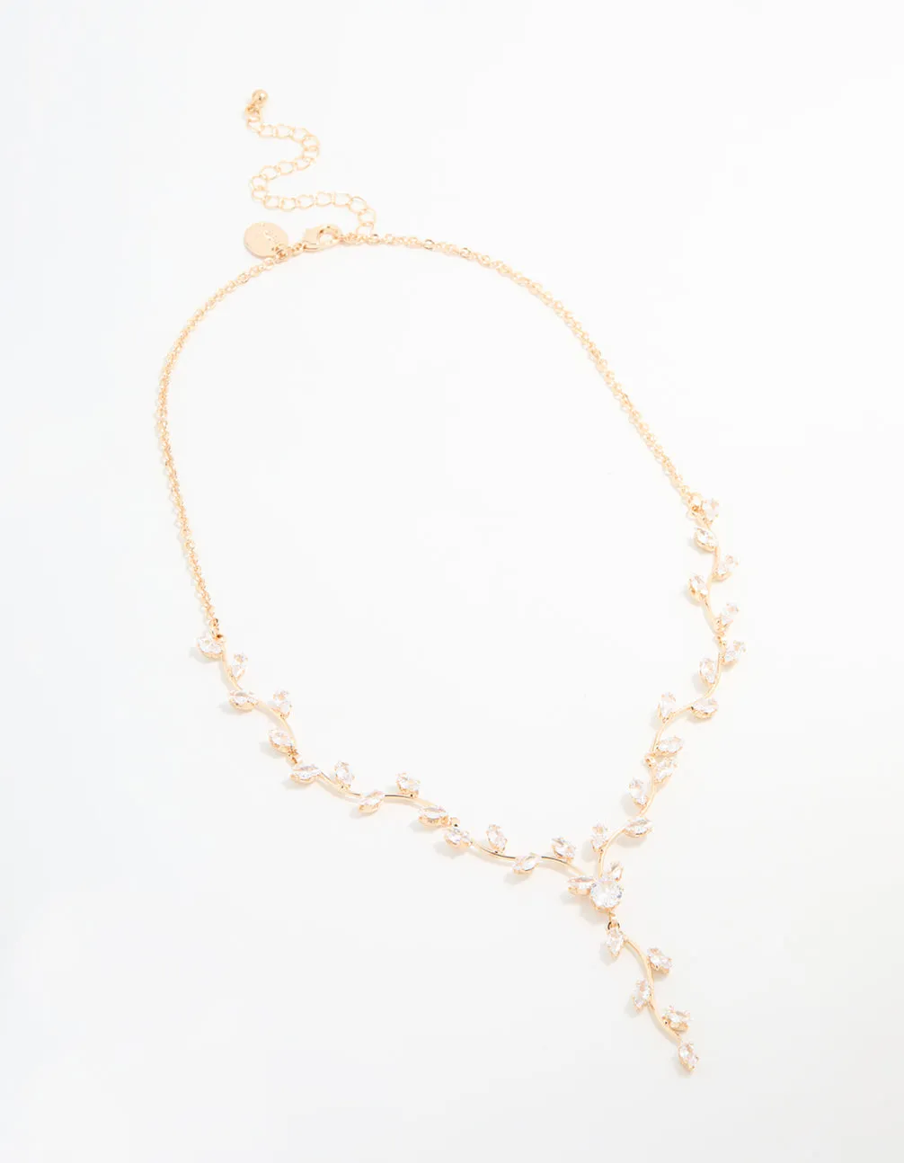 Gold Cubic Zirconia Vine Y-Necklace