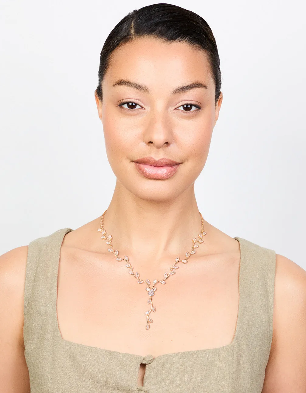 Gold Cubic Zirconia Vine Y-Necklace