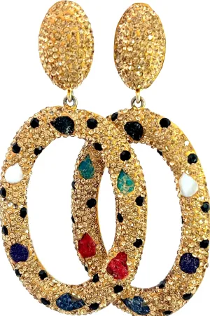 Gold Gemstone Party Crystal Earring