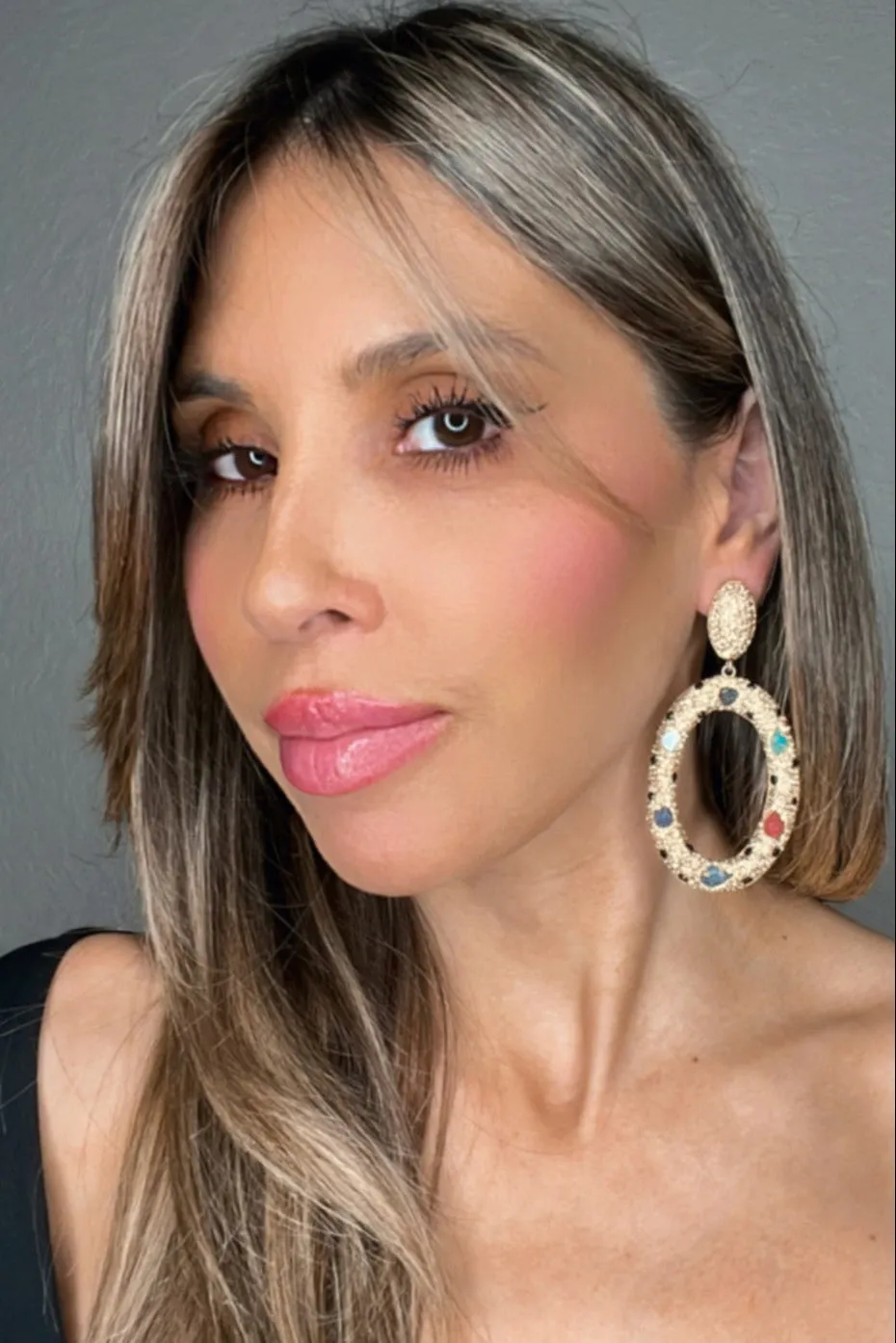 Gold Gemstone Party Crystal Earring