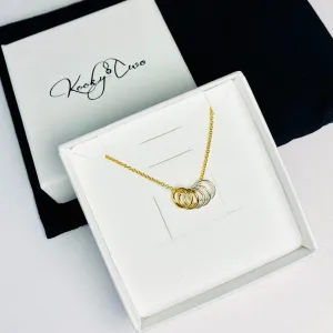 Gold Necklace with Silver and Gold Rings