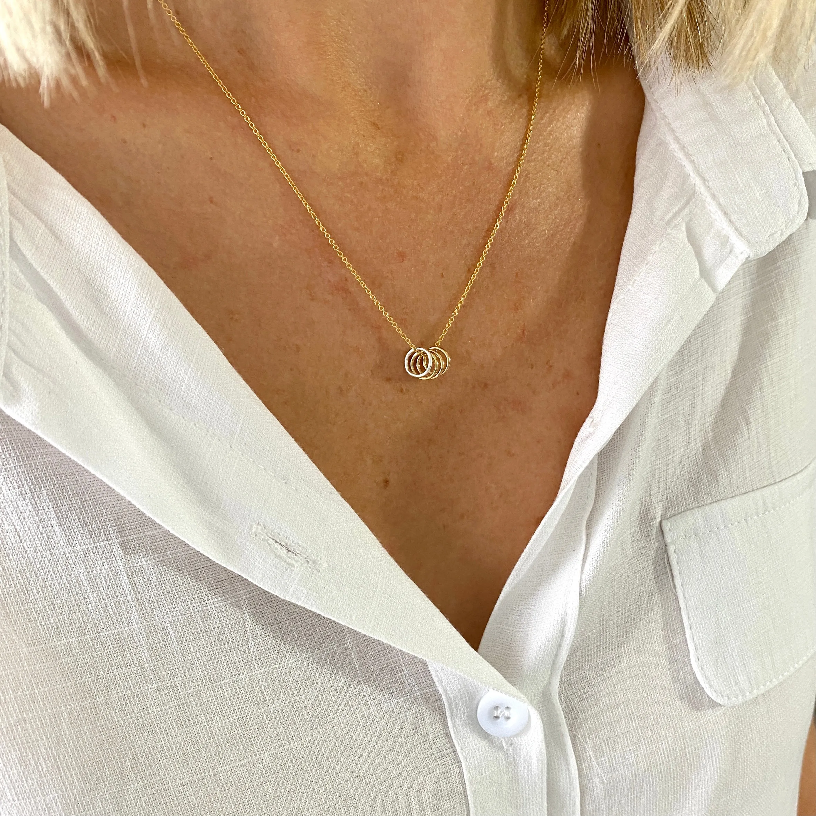 Gold Necklace with Silver and Gold Rings