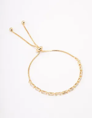 Gold Plated Brass Cubic Zirconia Baguette Bracelet