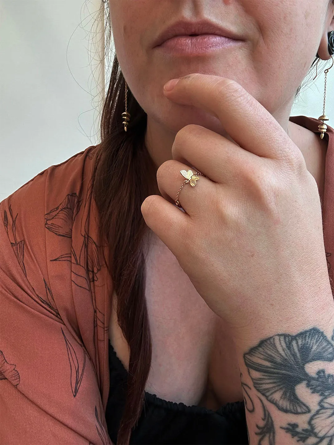 Gold Tiny Baby Asterope Butterfly Ring