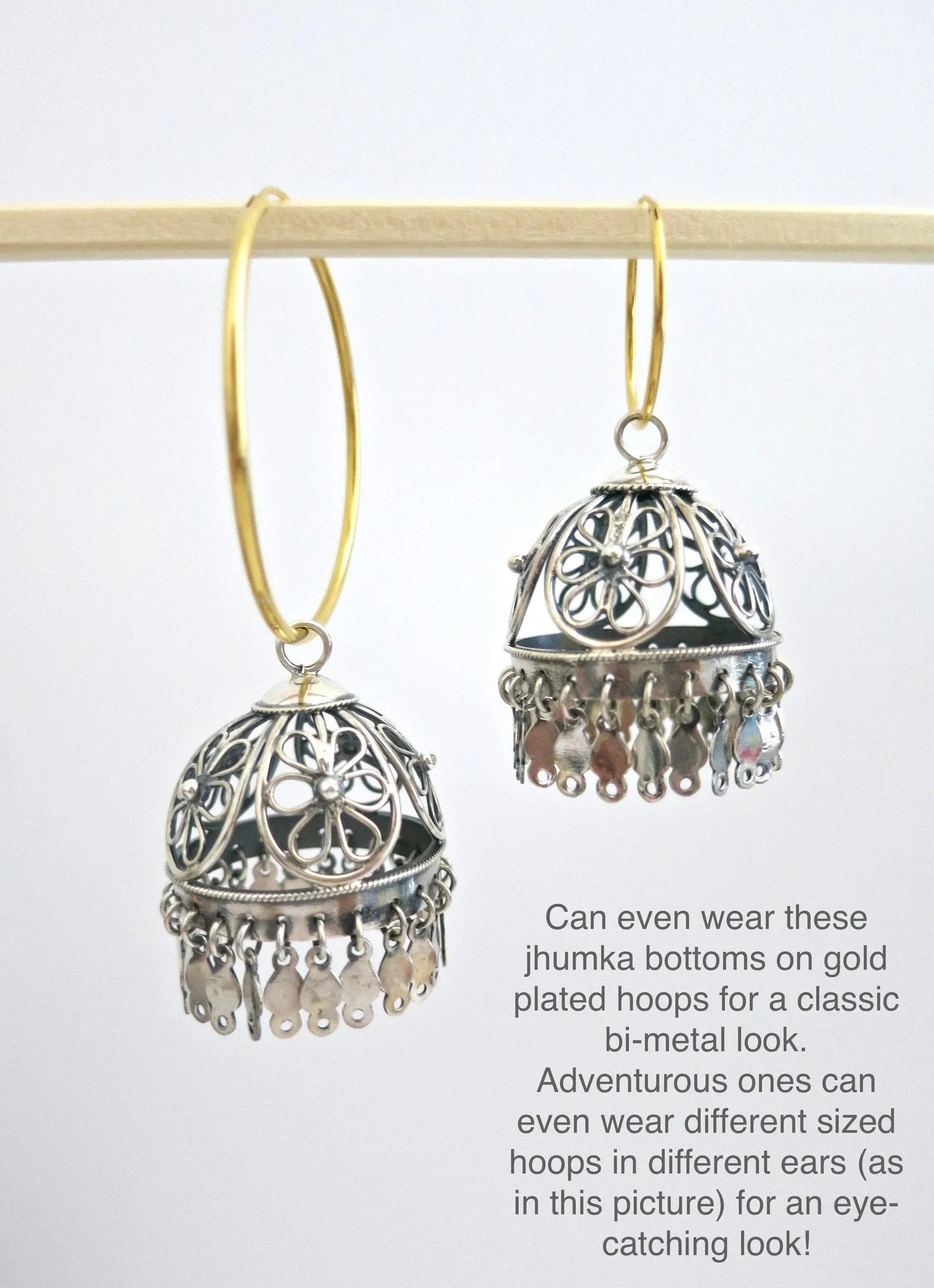 Gorgeous, big, filigree Jhumka bottoms