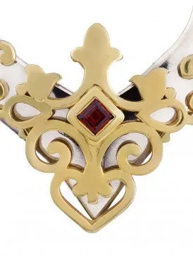 Gorgeous, kite-shape earrings with garnet and gold plated detailing