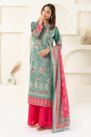 Green & Pink Printed Kurta Set