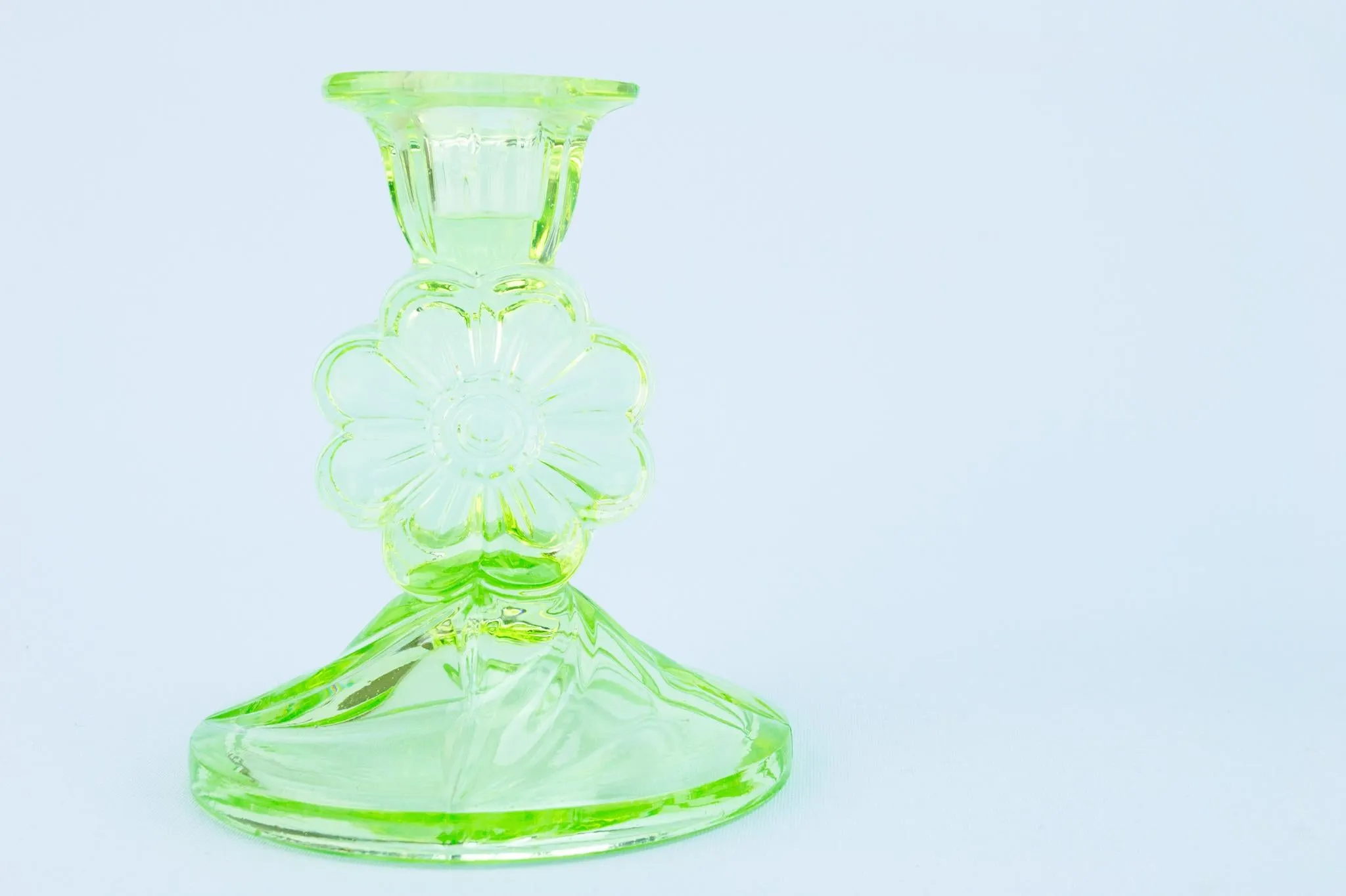 Green Glass Candlesticks, English Art Deco 1920s