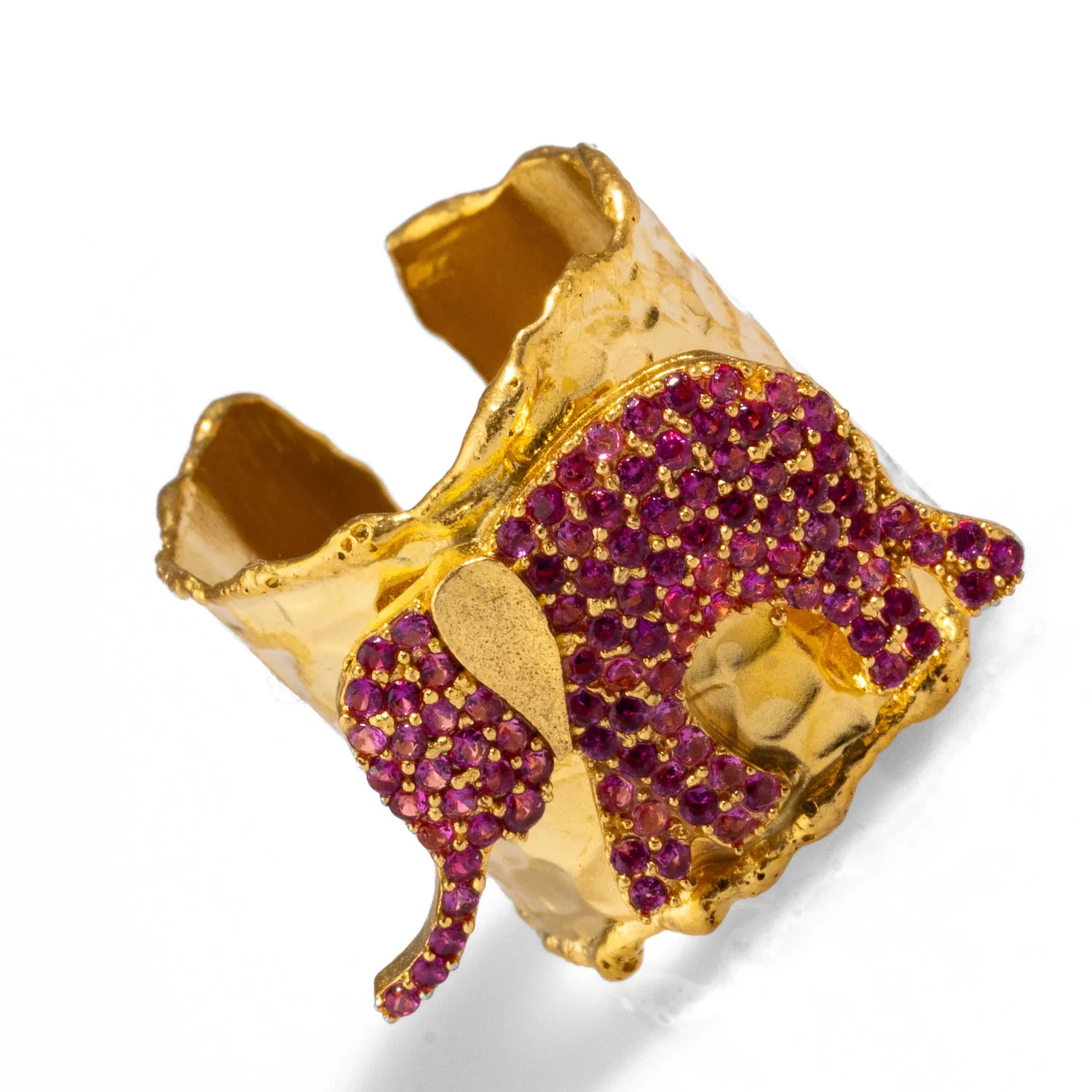 Guardian Pink Elephant Gold Chunky Adjustable Ring