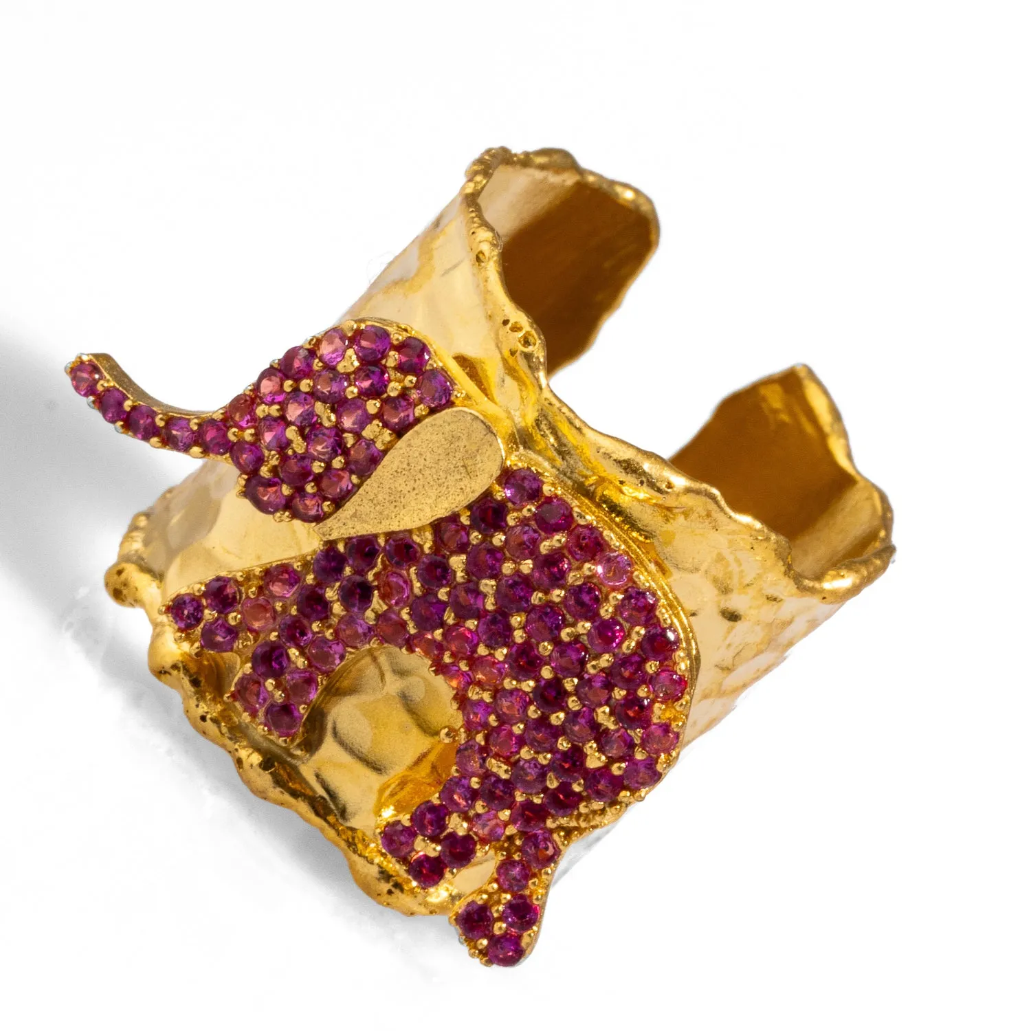 Guardian Pink Elephant Gold Chunky Adjustable Ring