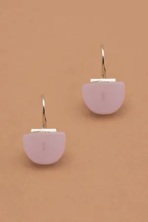 Half Moon Pink Stone Fish Hook Earrings
