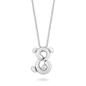 Hallmark Fine Jewelry Cute Puppy Pendant in Sterling Silver with 1/20 Cttw Diamonds