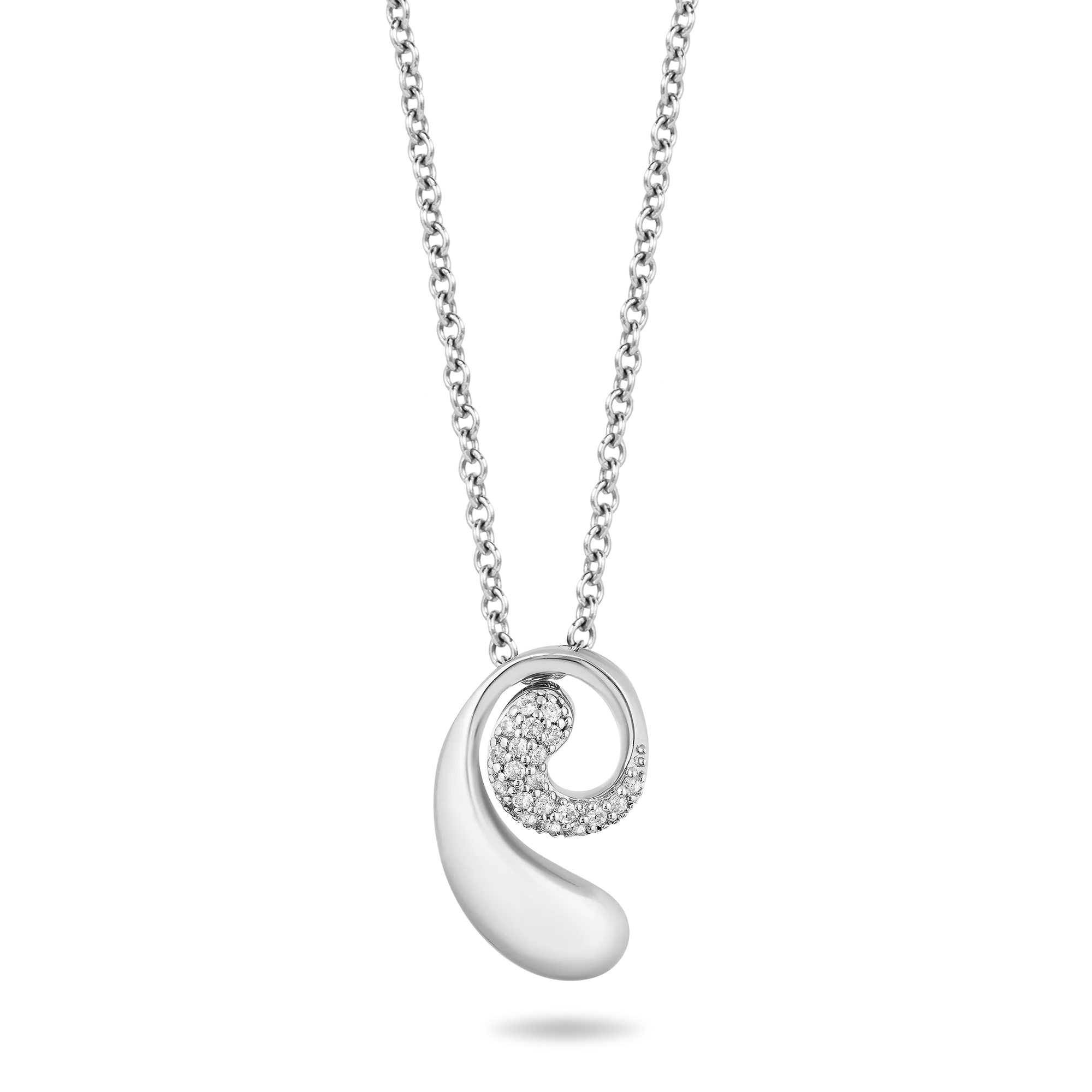 Hallmark Fine Jewelry Journey Swirl Pendant in Sterling Silver with 1/10 Cttw of Diamonds