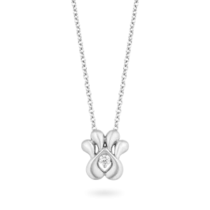 Hallmark Fine Jewelry Puppy Paw Pendant in Sterling Silver with 1/20 Cttw Diamonds in Center