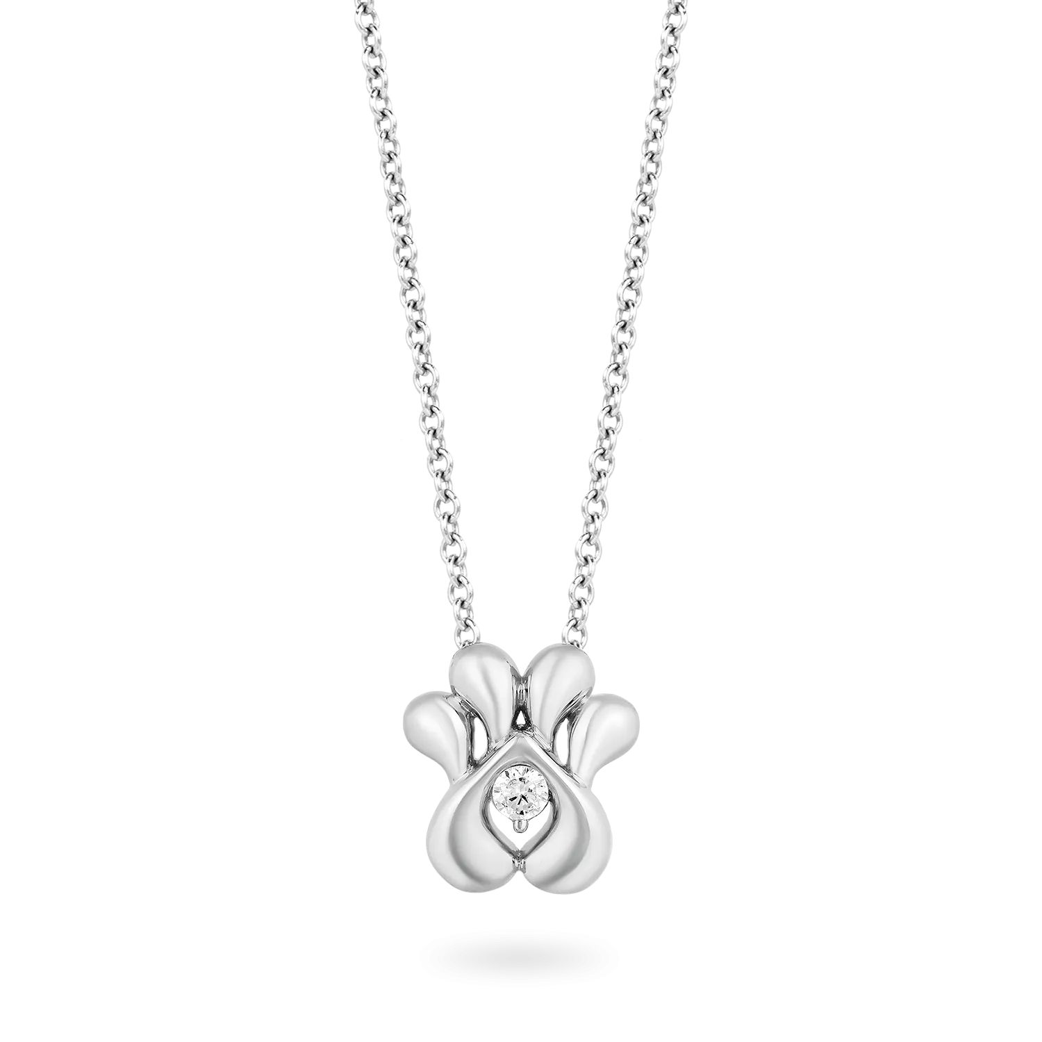 Hallmark Fine Jewelry Puppy Paw Pendant in Sterling Silver with 1/20 Cttw Diamonds in Center
