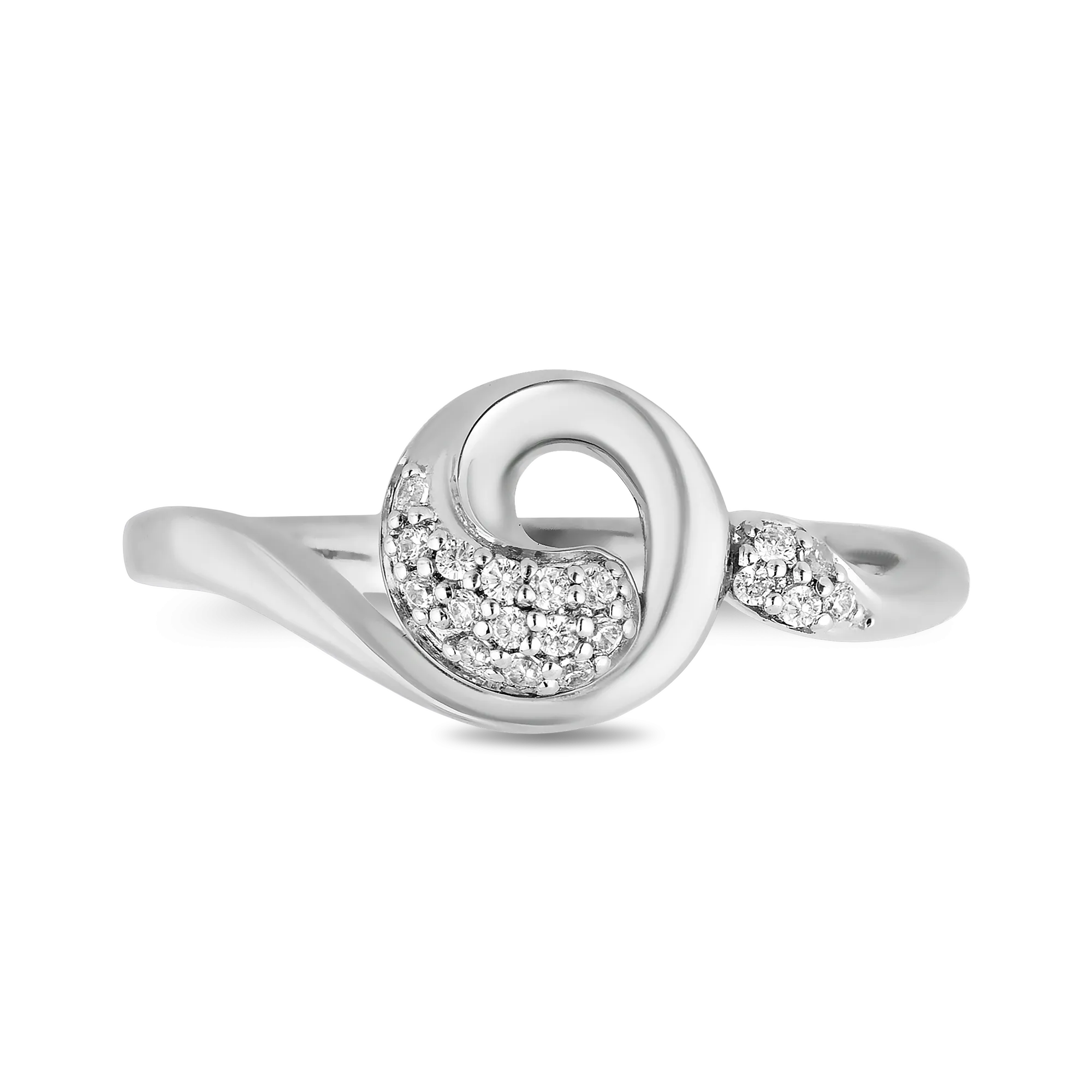 Hallmark Fine Jewelry Swirl Ring in Sterling Silver with 1/10 Cttw Diamonds