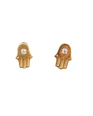 HAMSA WITH CZ CENTER STUDS IN GOLD VERMEIL