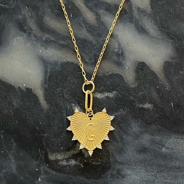 Hanging Initial Heart Necklace