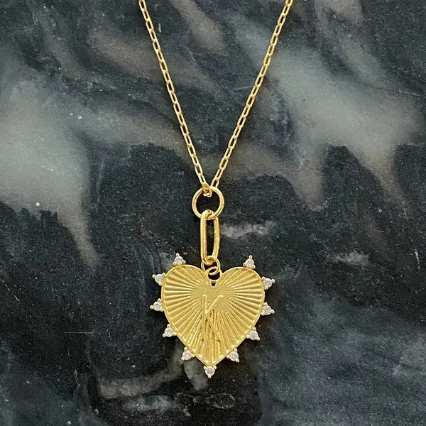 Hanging Initial Heart Necklace