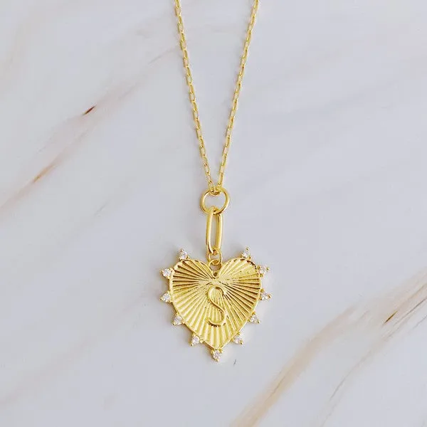 Hanging Initial Heart Necklace
