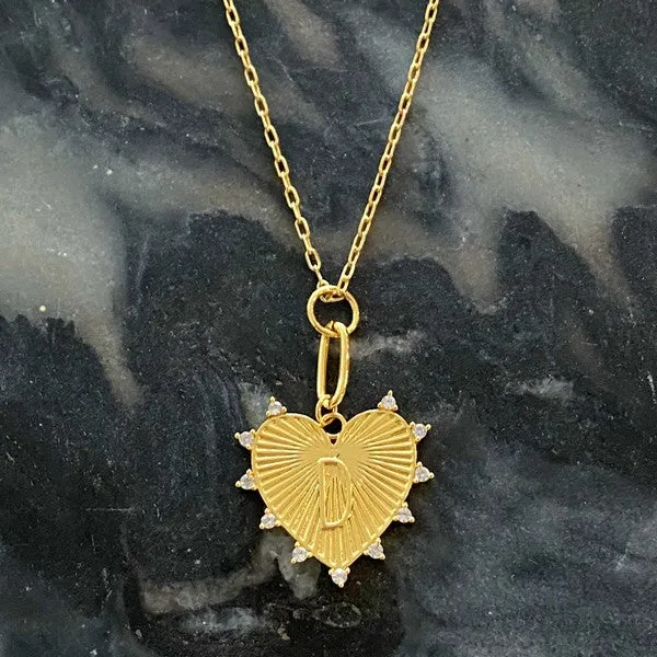Hanging Initial Heart Necklace
