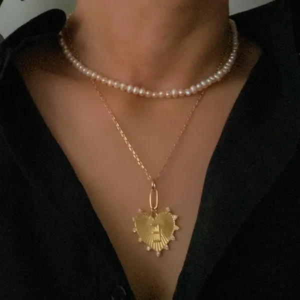 Hanging Initial Heart Necklace