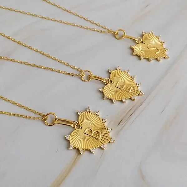 Hanging Initial Heart Necklace