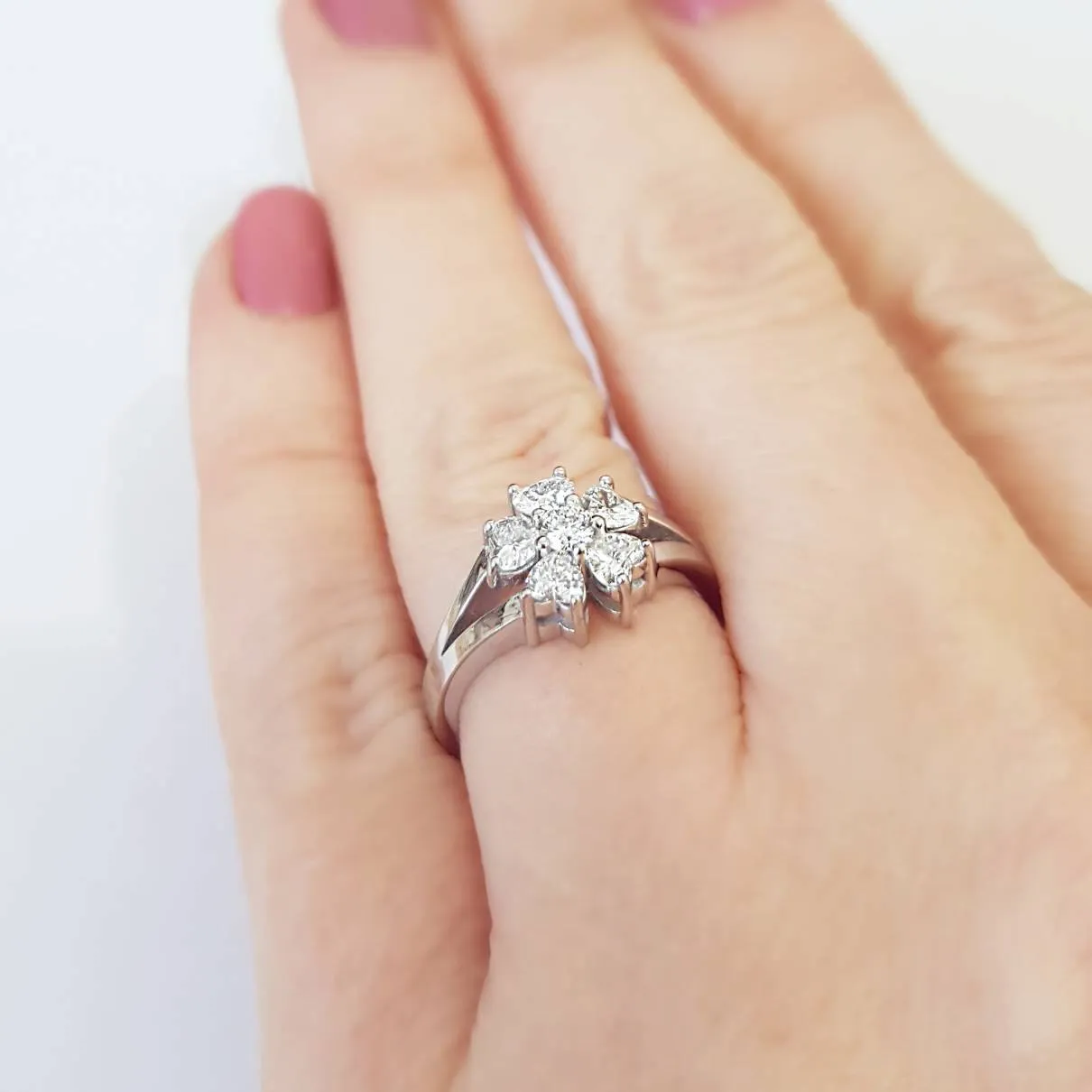 Hearts Flower Diamond Ring