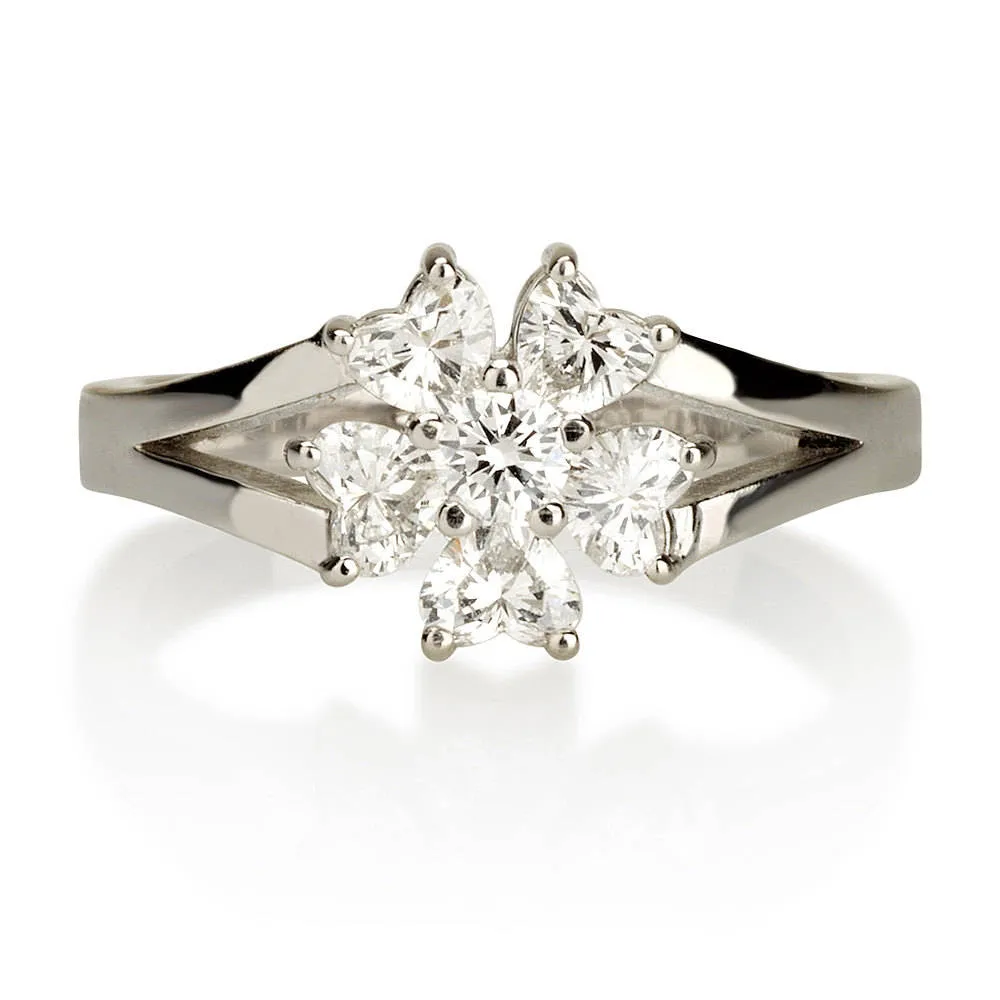 Hearts Flower Diamond Ring