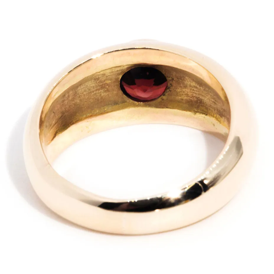 Hollis Circa 1990s Vintage Domed Garnet Ring