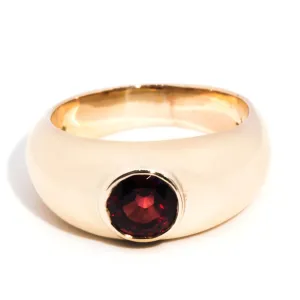 Hollis Circa 1990s Vintage Domed Garnet Ring