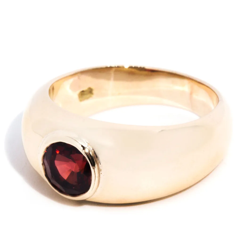 Hollis Circa 1990s Vintage Domed Garnet Ring