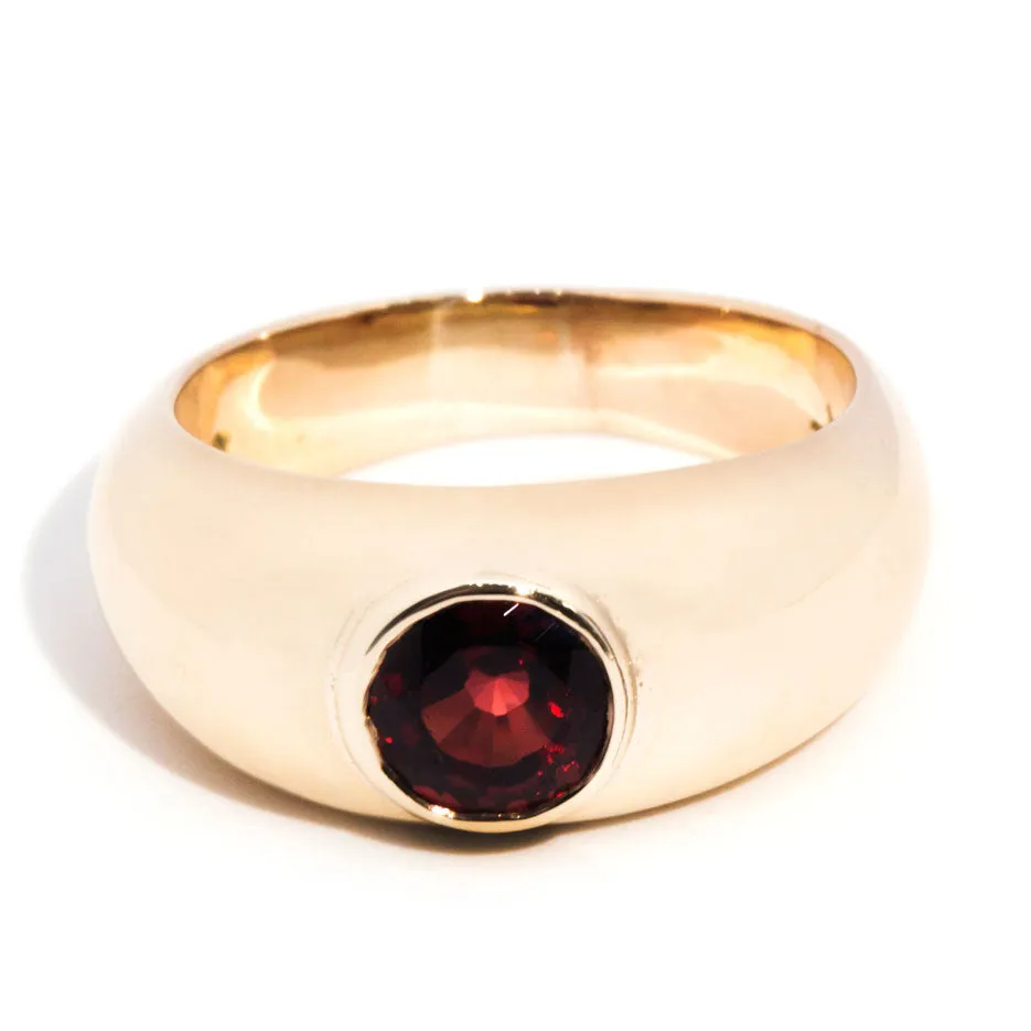 Hollis Circa 1990s Vintage Domed Garnet Ring