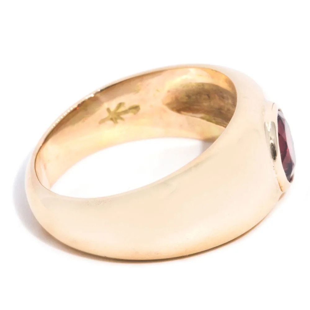 Hollis Circa 1990s Vintage Domed Garnet Ring
