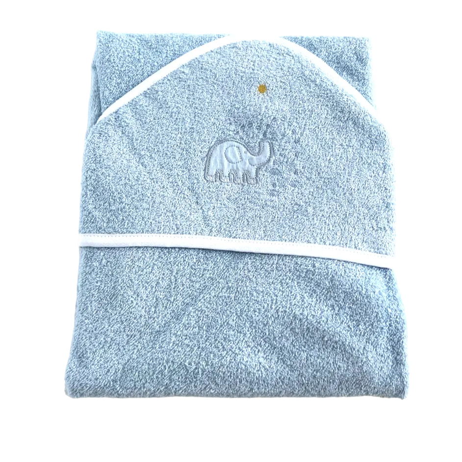 Hooded Baby Towel - Blue Elephants