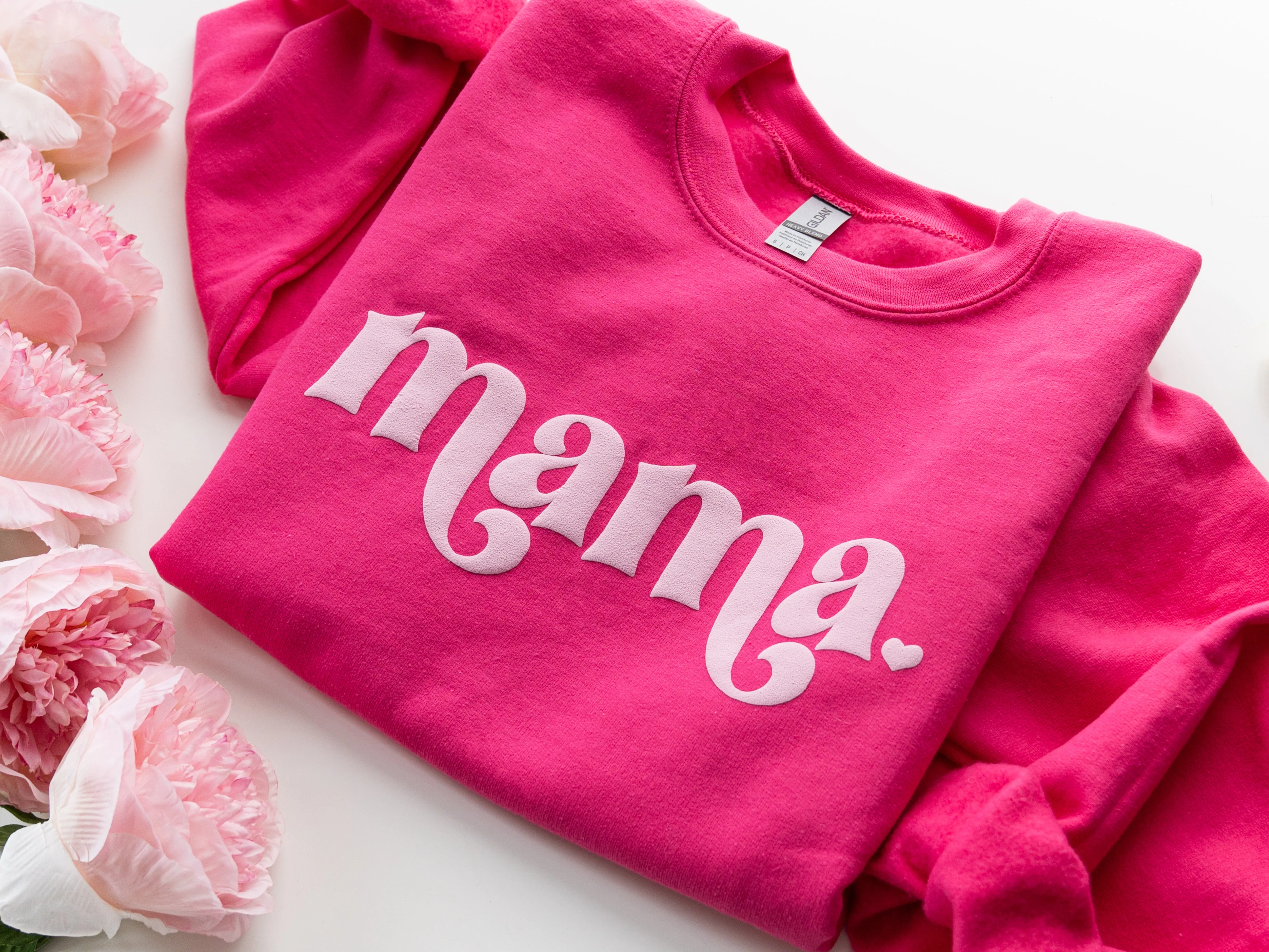 Hot Pink Embossed Retro Mama Sweatshirt