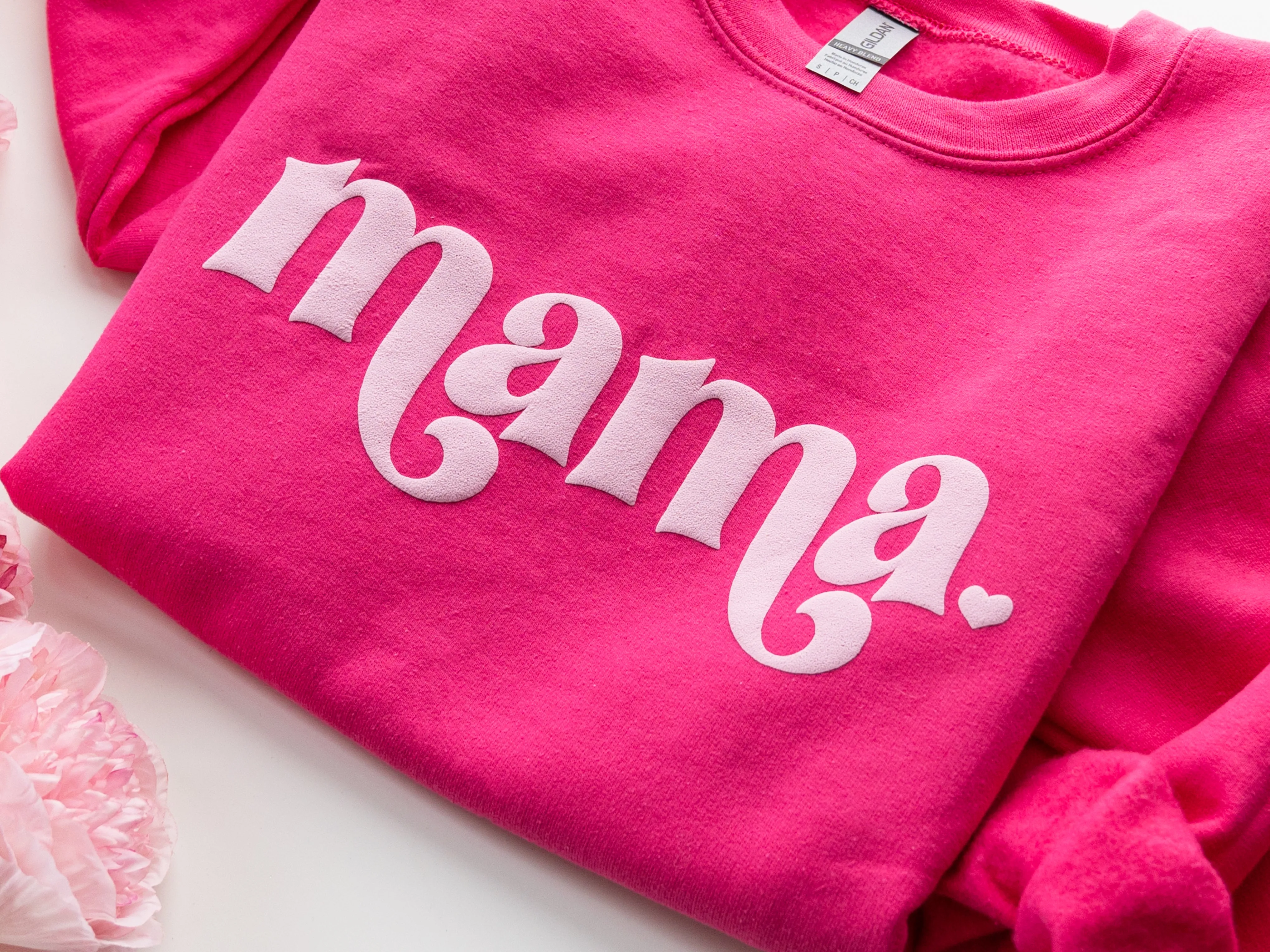 Hot Pink Embossed Retro Mama Sweatshirt