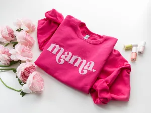 Hot Pink Embossed Retro Mama Sweatshirt