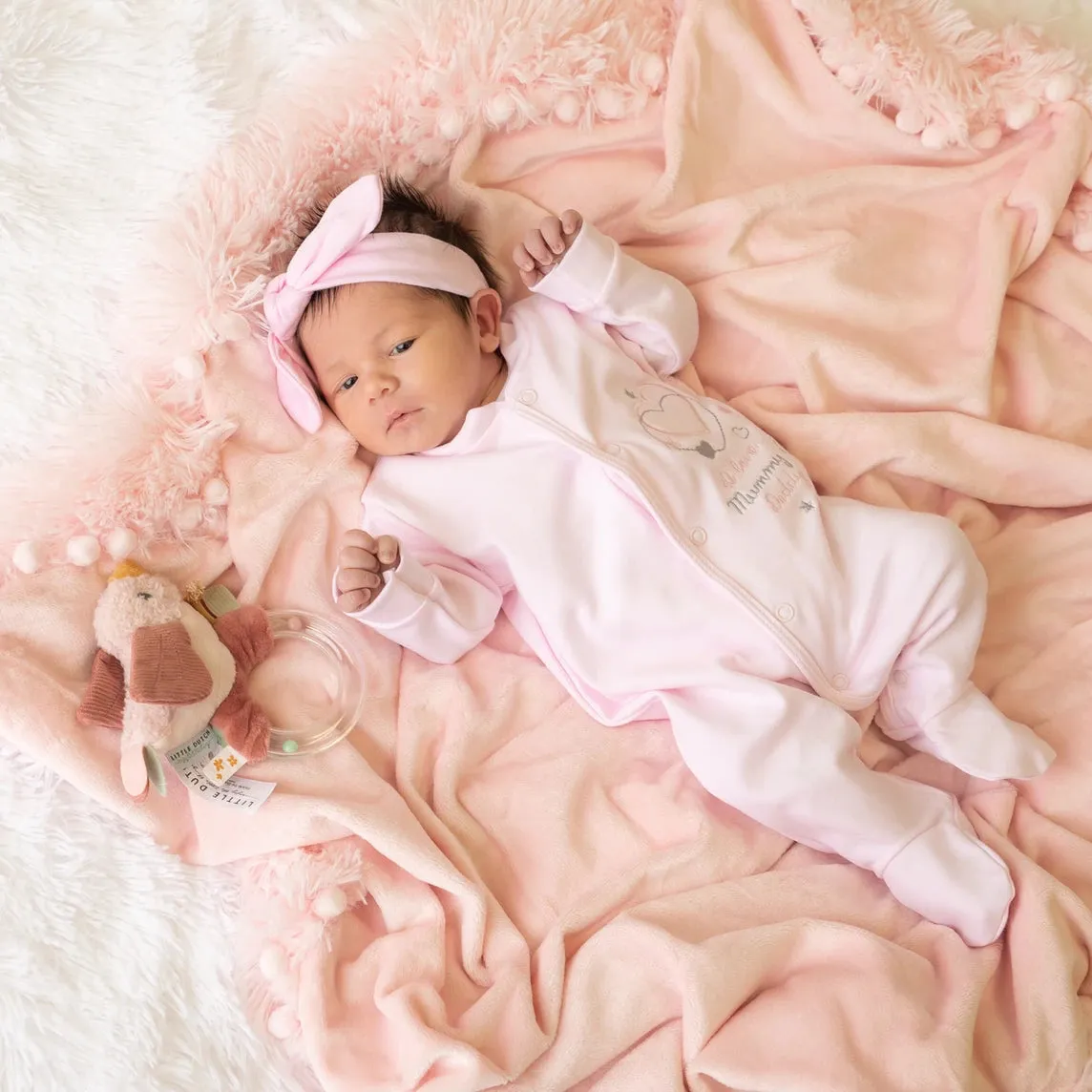 'I Love My Mummy & Daddy' Pink Cotton Sleepsuit