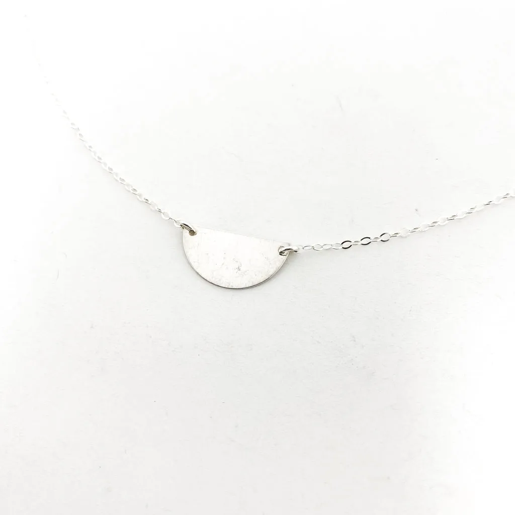 Impressions Dainty Semicircle Disc Necklace | Silver