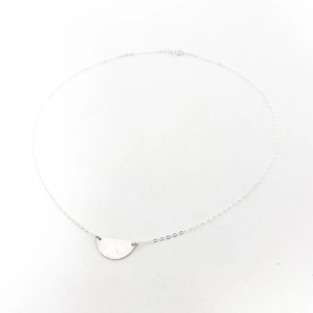 Impressions Dainty Semicircle Disc Necklace | Silver