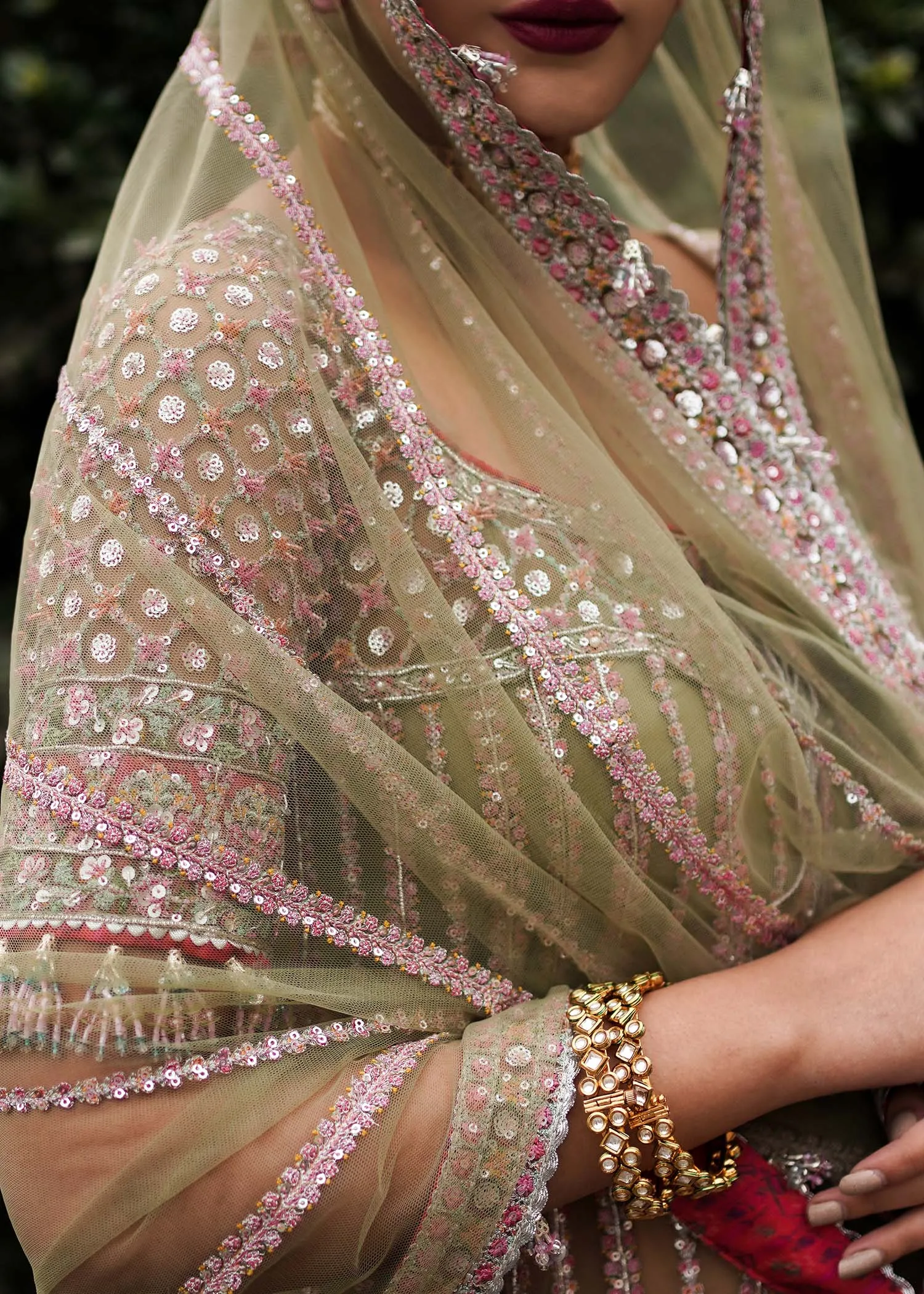 Indian Bridal Dress in Shirt and Green Lehenga Style