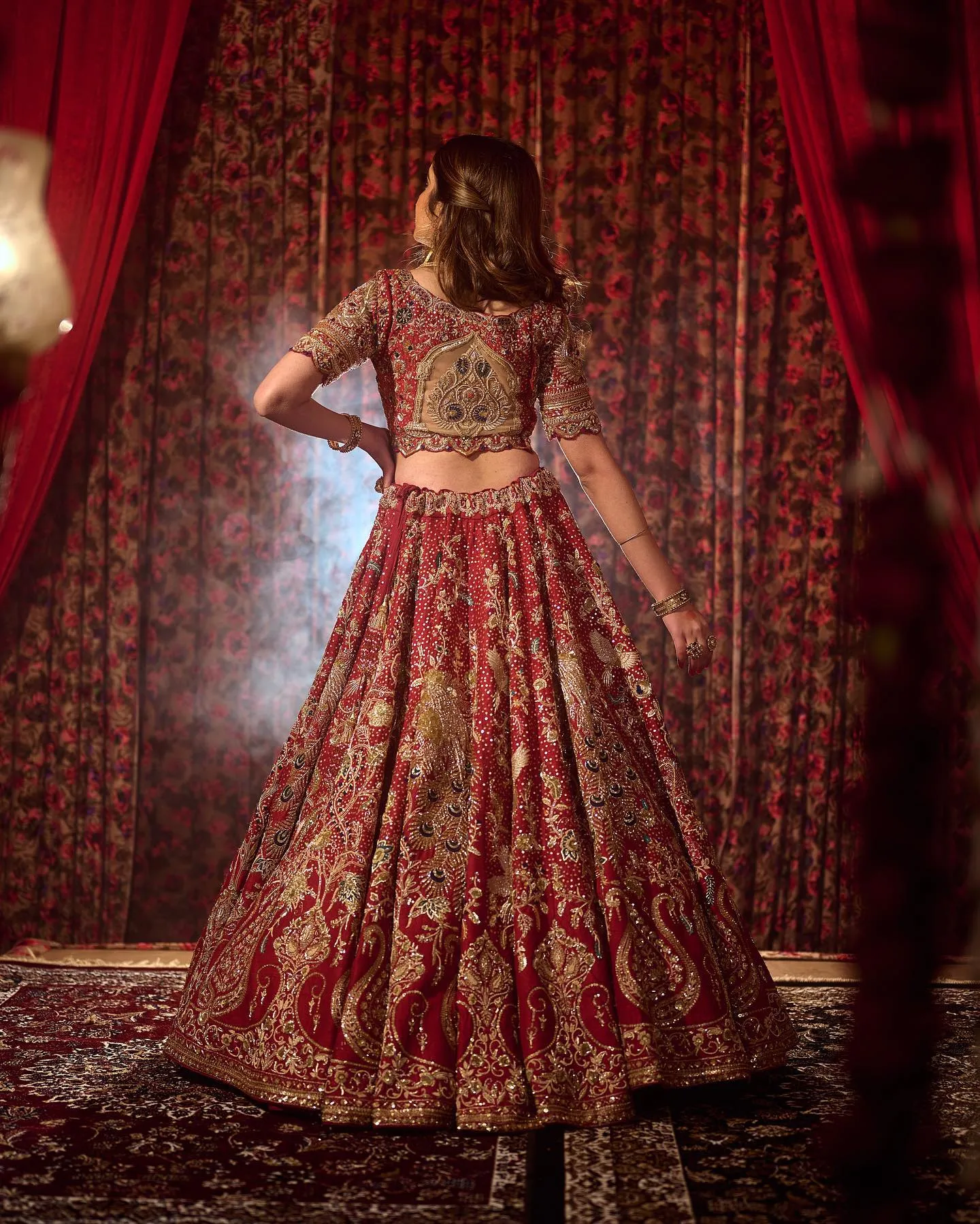 Indian Bridal Red Lehenga Choli Dupatta for Wedding